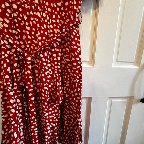 Belted Dalmatian Print Ruffle Trim Dress, Sz L - Picture 9 of 13